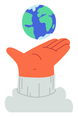 Hand holding up the planet earth