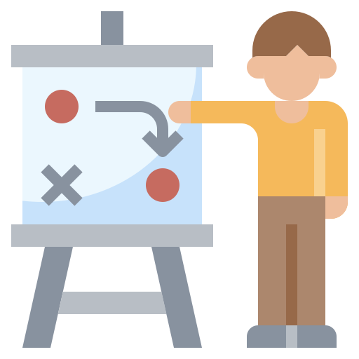 Icon of person pointing at a chart
